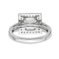 thumbnail image 5 of Solid 14K White Gold Diamond Side-Stones with Princess Cut CZ Cubic Zirconia Center Stone Square Halo Engagement Ring Size 9, 5 of 8