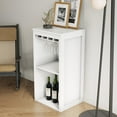 thumbnail image 2 of GZXS Freestanding Modular Wine Cabinet with Glass Holder and Open Storage Shelf, Multi-Purpose Storage Organizer for Home Bar, Kitchen, or Dining Room, 17.8"L x 15.95"W x 35.43"H, White, 2 of 7