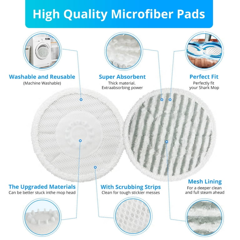  AIR U+ 8 Pack Replacement Steam Mop Pads for Shark S7000AMZ  S7001 S7201 S7020 Steam Mop, Steam & Scrub All-in-One Scrubbing and  Sanitizing, Dirt Grip Scrub Washable Pads