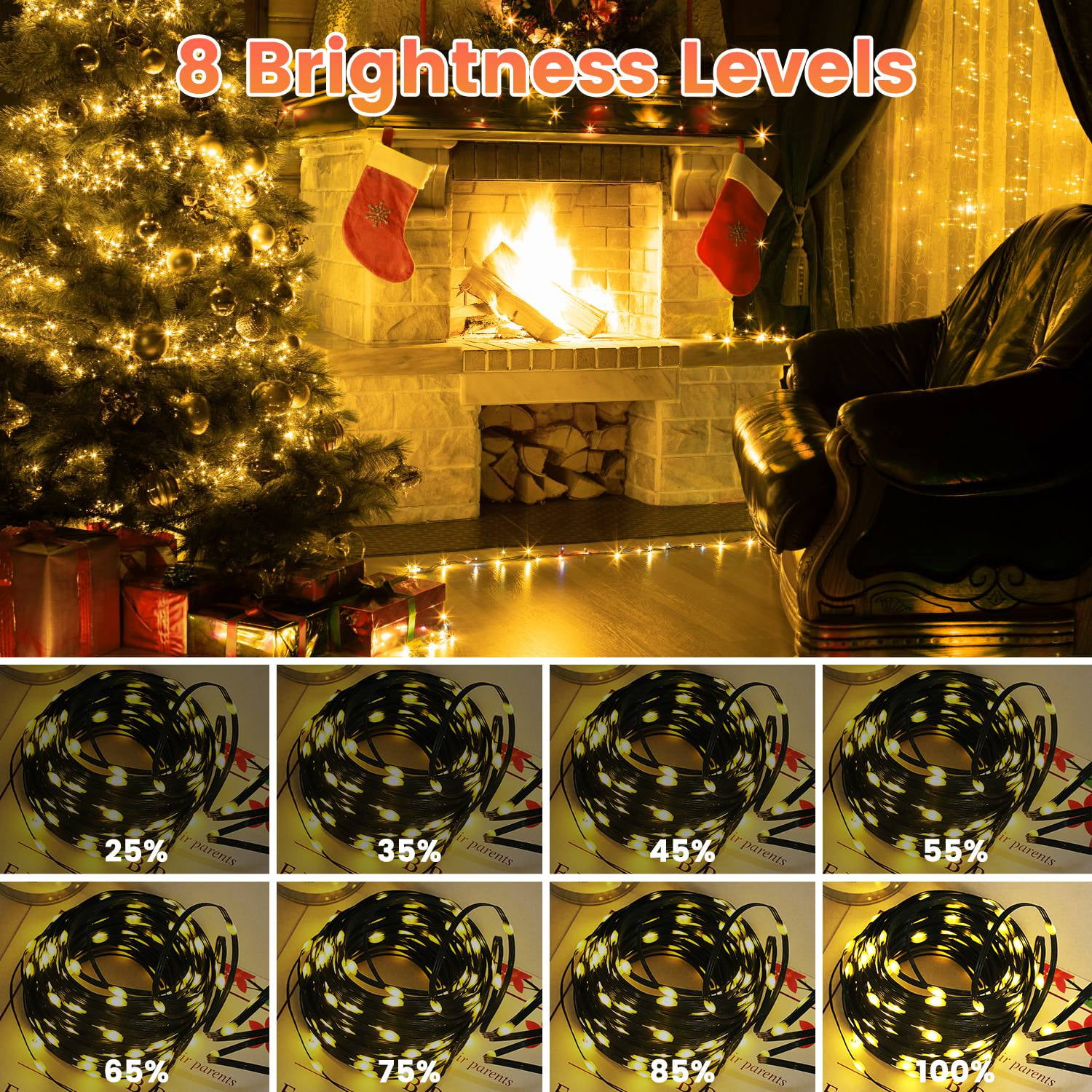 Imountek 330ft 1000LED Outdoor String Lights with Remote, IP44 Waterproof 8 Modes & Timer, Plug-in Fairy Lights for Christmas Garden Party Decor, White