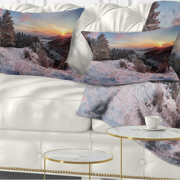 Designart Slovakia Panorama at Winter - Landscape Printed Throw Pillow - 12x20