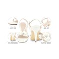 thumbnail image 4 of BLISSFUL STEP Square Toe High Sandal Strappy Heeled Stiletto Heels Sandals for Women White (Size 8), 4 of 7