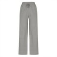 thumbnail image 4 of VERUGU Wide Leg Pants Women Casual Loose Elastic High Waist Palazzo Trousers with Pockets Summer Solid Lounge Drawstring Straight Full-Length Pants Beach Travel Vacation Outfits Gray L, 4 of 6