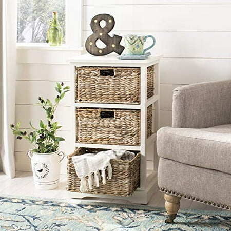 Safavieh American Homes Collection Halle Distressed Black 3 Wicker Basket Storage Side Table Canada Wicker Basket Storage Side Table, Black Side Table With Wicker Baskets