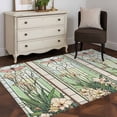 thumbnail image 3 of Green Vintage Stained Glass Washable Area Rug 4x6 Flowers Butterfly Low-Profile Large Area Rugs with Non Slip Backing Indoor Floor Carpet for Entrance Living Room Bedroom Home Office, 3 of 9