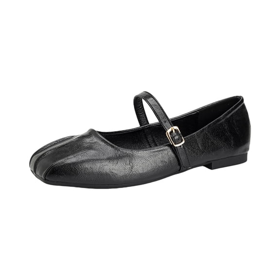Domuza Womens Mary Jane Shoes Slip on Dressy Flats Shoes for Women New Comfort Non-Slip Flats for Casual Formal Work School Office Walking Black 9(EU-42)