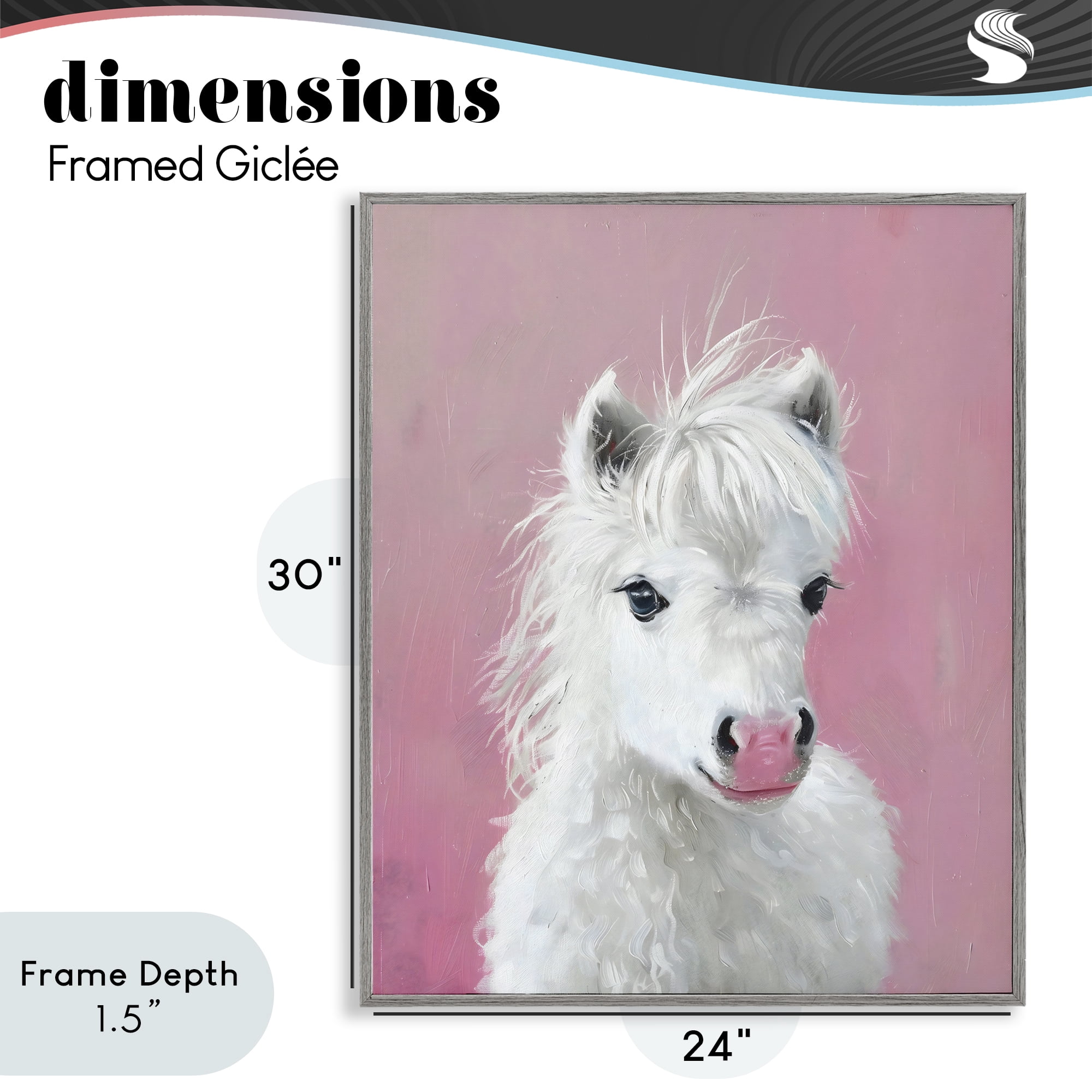 Stupell Industries Gentle White Pony Gray Framed Giclee Art, design by The Prints Vibe