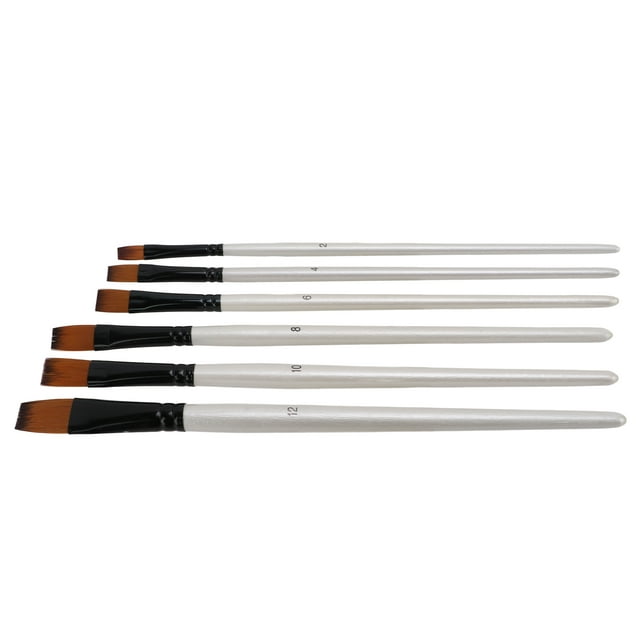 Paintbrush 6Pcs Pearl Nylon Hair Handle Brush Short Paint Brushes Set Two Color Solid Wood Paintbrush Sets