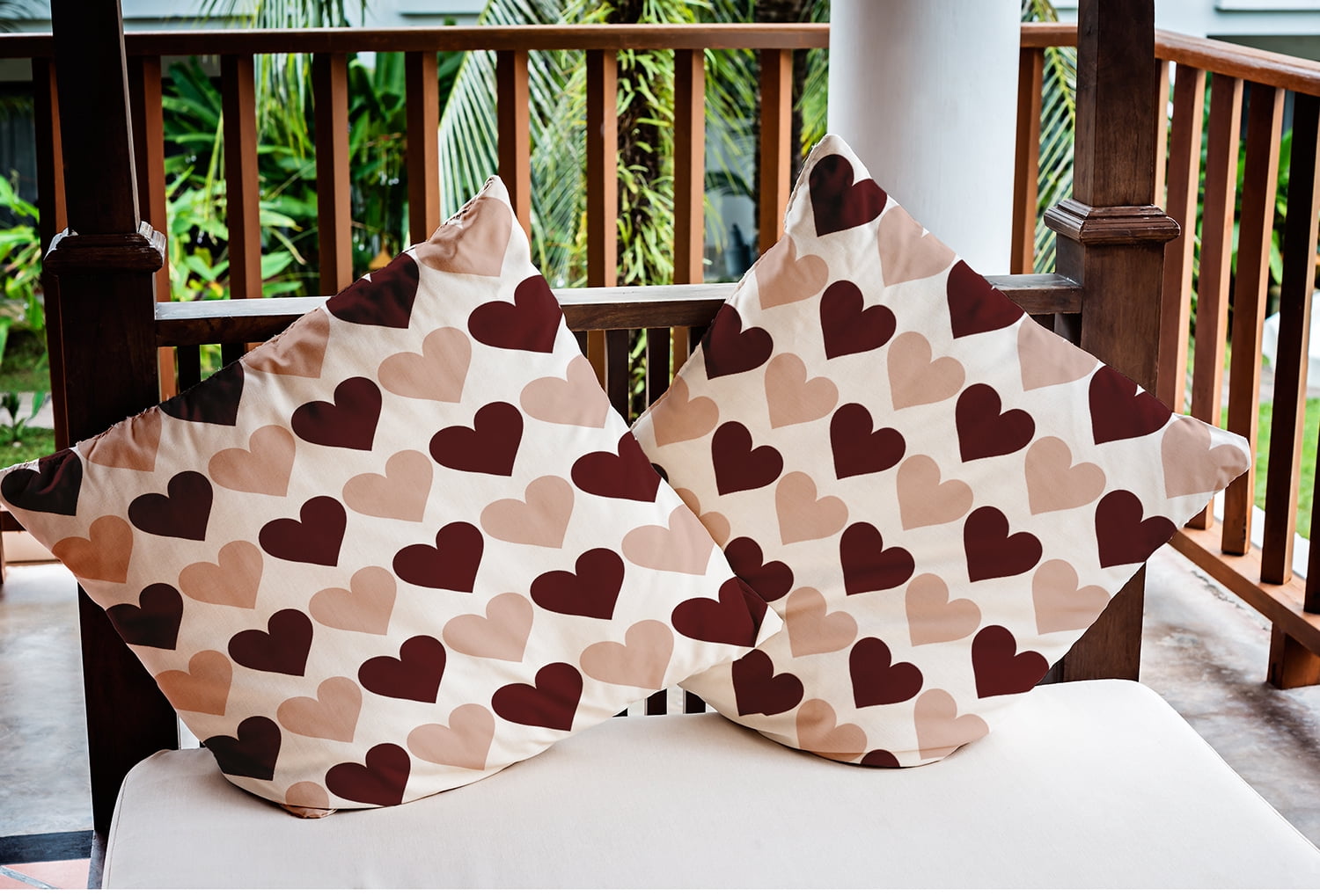 18"x18" Simply Daisy Valentines Alternating Hearts Poly Indoor/Outdoor Pillow, Magenta Qty 1
