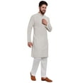 thumbnail image 5 of SKAVIJ Men's Handmade Cotton Henley Shirts with Trouser Long Sleeve Longline Summer Yoga T Shirts with Pocket (Large,Offwhite), 5 of 6