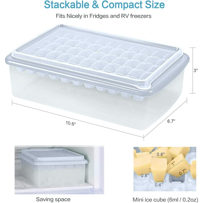 Ice Cube Maker Trays for Freezer with Lid and Storage Box, Easy Release 55  Mini Nugget Ice Cubes Tray with Cover, Ice Holder, Scooper, Flexible  Durable Plastic Ice Mold & Bin, BPA