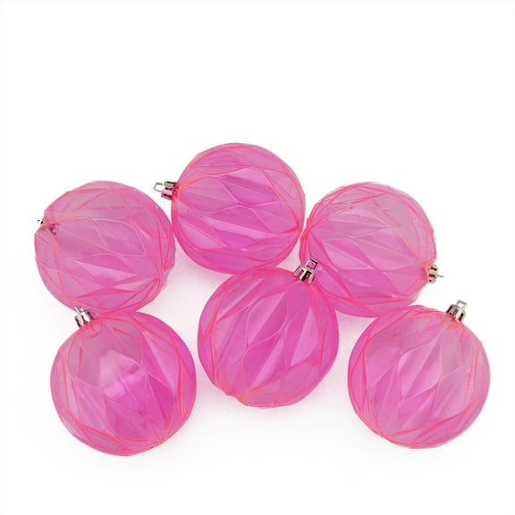 6ct Bubblegum Pink Transparent Rhombus Cut Shatterproof Christmas Ball Ornaments 3"