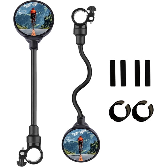 360 Degree Swivel Adjustable Wide Angle Bicycle Mirror, 2 Pack