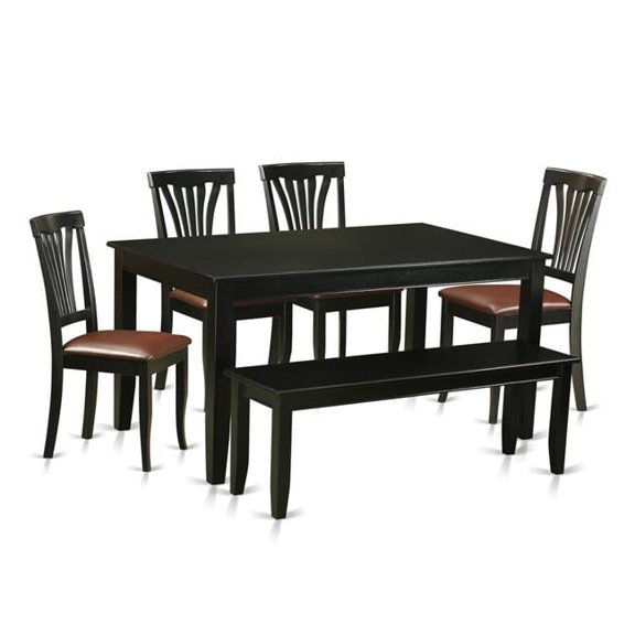 East West Furniture DUAV6-BLK-LC Kitchen Nook Dining Set - Kitchen Table & 4 Chairs Plus a Bench, Black - 6 Piece
