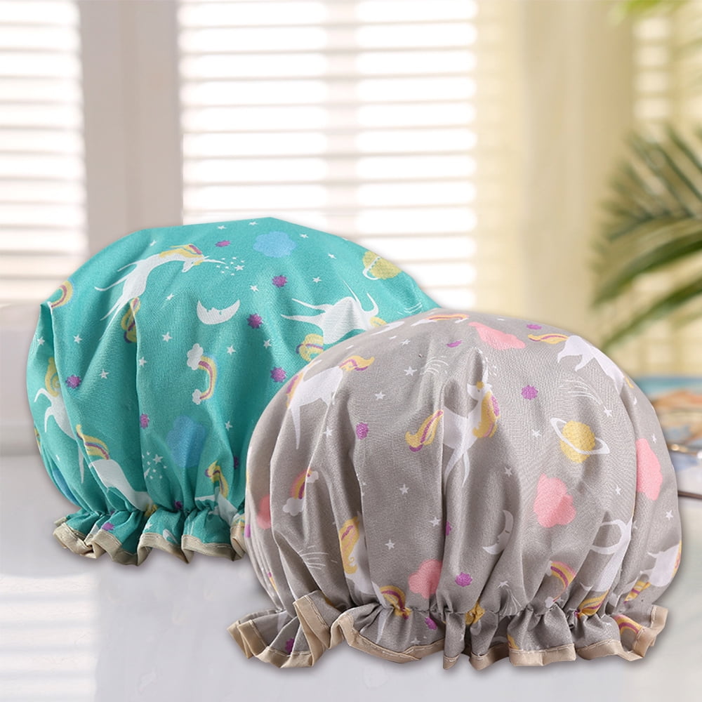 Shower Cap, Large Shower Caps for Women Long Hair, Reusable Double