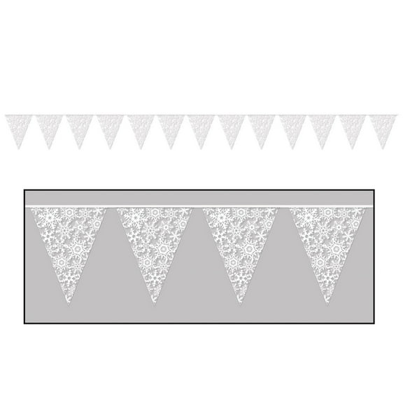 Beistle Christmas Party Decorative Snowflake Pennant Banner (1 Per Package) - 12 Pack