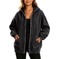 thumbnail image 2 of Drovellove Women's Denim Jacket with Hood and Zipper – Long Sleeve Loose Fit Button Up Shirt with Pockets, Casual Fashion Outerwear for Spring, Winter, Birthday, Party, Date Night, Work, Travel, 2 of 8