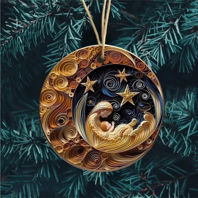 Xihbxyly Cosas Por Menos de 5 Dolares Colgante Navideño Misterioso Azul Marino y Dorado 8 Cm/3,14 Pulgadas, Acrílico Navideño