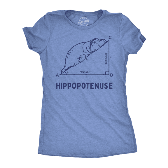 Womens Funny T Shirts Hippopotenuse Sarcastic Hippo Graphic Tee for Ladies Womens Graphic Tees