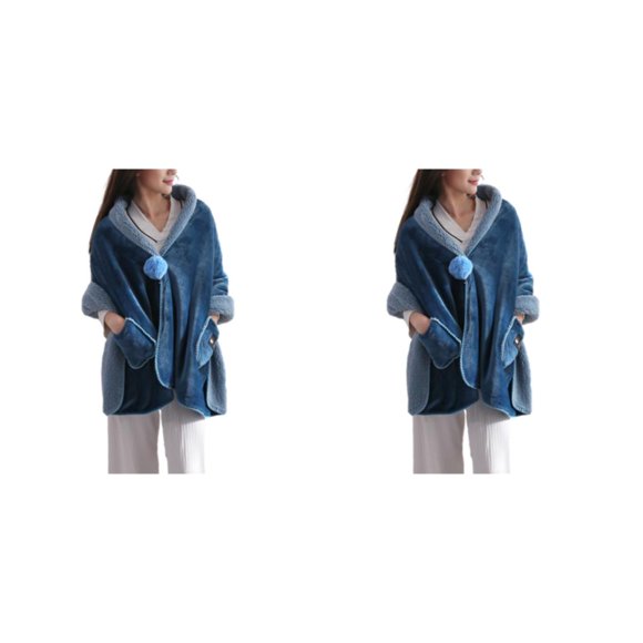 VONKY Poncho Blanket For Women Stay Fashionable And Snug On Those Chilly Nights blue 2Set