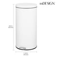 thumbnail image 2 of mDesign 30 Liter Round Metal Lidded Step Trash Can with Removable Liner - White, 2 of 7