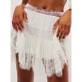 thumbnail image 4 of Komoo Women Fairy Lace Mini Skirt Low Rise Tiered Ruffle A-Line Skirt Asymmetrical Slip Short Skirt, 4 of 6
