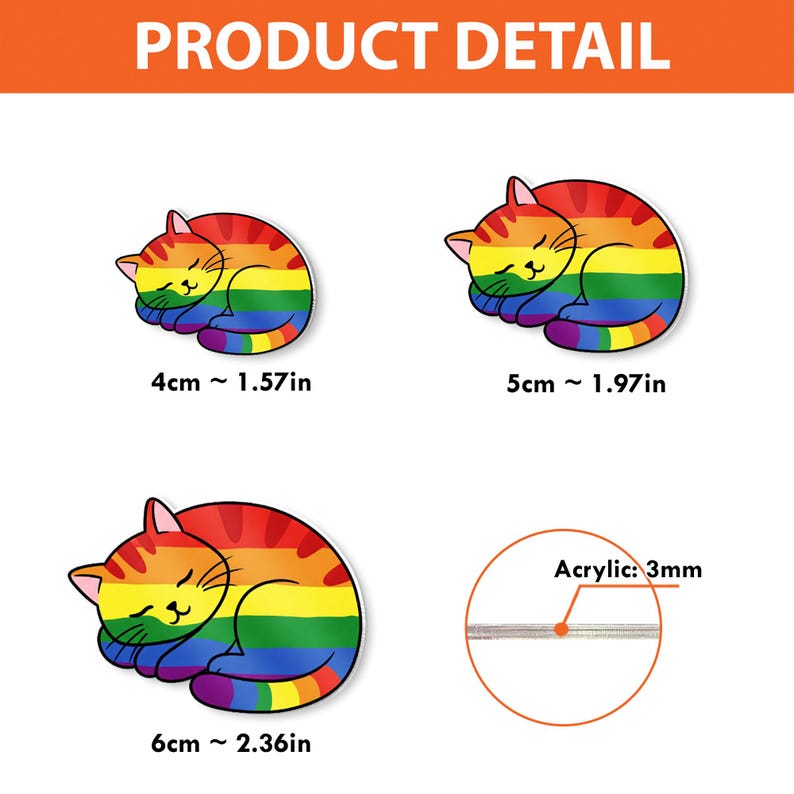 TiniDecor Rainbow Cat Badge Reel, Retractable ID Holder, Cute Pride Gift for Nurse, Student