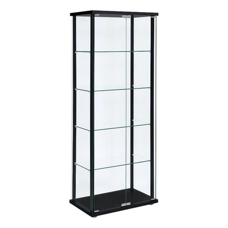 Delphinium 5-shelf Glass Curio Cabinet Black and Clear