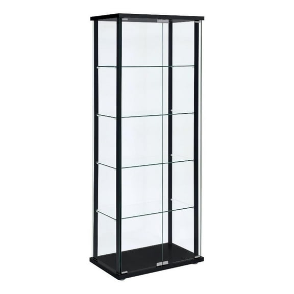 Delphinium 5-shelf Glass Curio Cabinet Black and Clear