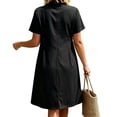 thumbnail image 5 of Levmjia Women's Short Sleeve Casual Dress Plus Size A Line Tunic Dress with Side Buttons Crew Neck Loose Fit Swing Dress for Summer, 5 of 7
