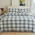 thumbnail image 2 of Elegant Comfort Soft 4-Piece Sheet Set - Deep Pocket Fitted Sheet, Soft, Cozy, Warm and Anti-Pill Flannel Sheets - Twin XL, Plaid-Navy/Aqua, 2 of 4