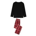 thumbnail image 6 of Christmas Pajamas Family Set, Letters Print Long Sleeve T-shirt with Plaid Pants Sleepwear Loungewear, 6 of 7