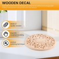 thumbnail image 4 of Carved Flower Carving Round Wood Appliques Figurine 15x15x0.8cm, 4 of 5