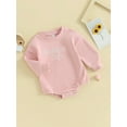 thumbnail image 2 of Bagilaanoe Newborn Baby Girl Boys Oversized Romper Sweatshirt Long Sleeve Bodysuits Letter Embroidered Pullover 3M 6M 12M 18M Infant Casual Tee Tops, 2 of 8