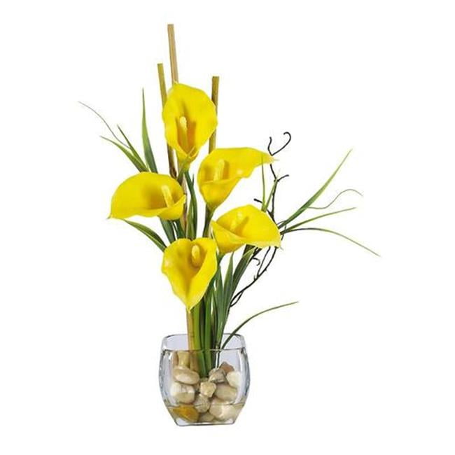 Nearly Natural Calla Lily Liquid Illusion Artificial Flowers, Yellow