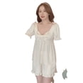 thumbnail image 1 of Pijama de manga corta para mujer, de seda helada, sexy, fino, con lazo, ropa de casa de hadas, conjunto de verano, 1 of 1