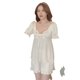 thumbnail image 1 of Pijama de manga corta para mujer, de seda helada, sexy, fino, con lazo, ropa de casa de hadas, conjunto de verano, 1 of 5