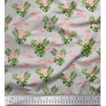 thumbnail image 1 of Soimoi Cotton Cambric Fabric Tropical Leaves,Floral & Flamingo Bird Printed Fabric 1 Yard 56 Inch Wide, 1 of 1
