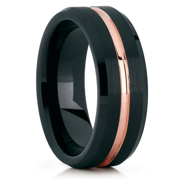Rose Gold Tungsten Wedding Ring,Black Tungsten Wedding Ring,Unique Wedding Ring,Black Tungsten Ring,Engagement Ring