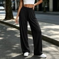 thumbnail image 4 of Yyeselk Womens Wide Leg Sun Protection Pants Lightweight Baggy Stretch High Waisted Slacks Drawstring Casual Joggers Trousers Black L, 4 of 7
