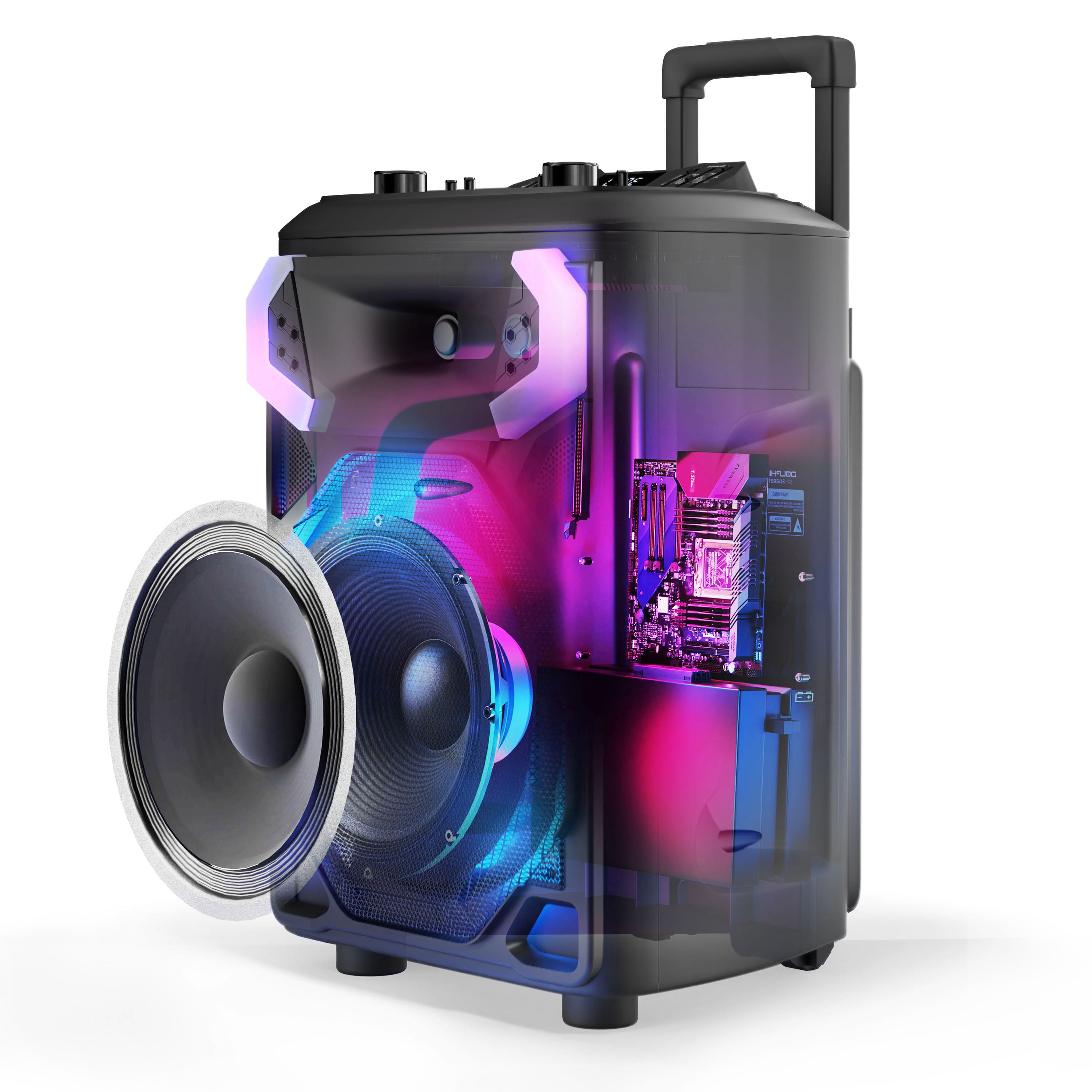 Dolphin SP-3112RBT High Powered Portable Bluetooth Speaker – 12-Inch Woofer, TWS, X-BASS, UHF Microphone, Dynamic LED Lights, Long Lasting Battery