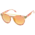 thumbnail image 3 of zeroUV Female Women's Floral Metal Brow Bar Colored Mirror Lens P3 Round Sunglasses 50mm (Pink-Floral / Pink Mirror) - 50mm, 3 of 5