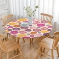 thumbnail image 3 of Pioneer Flower Floral Print Pattern Round Fitted Tablecloth with Elastic Edge,Dining Table Cover Waterproof,Outdoor Round Tablecloth for Camping,Dining,Indoor and Outdoor, 3 of 7