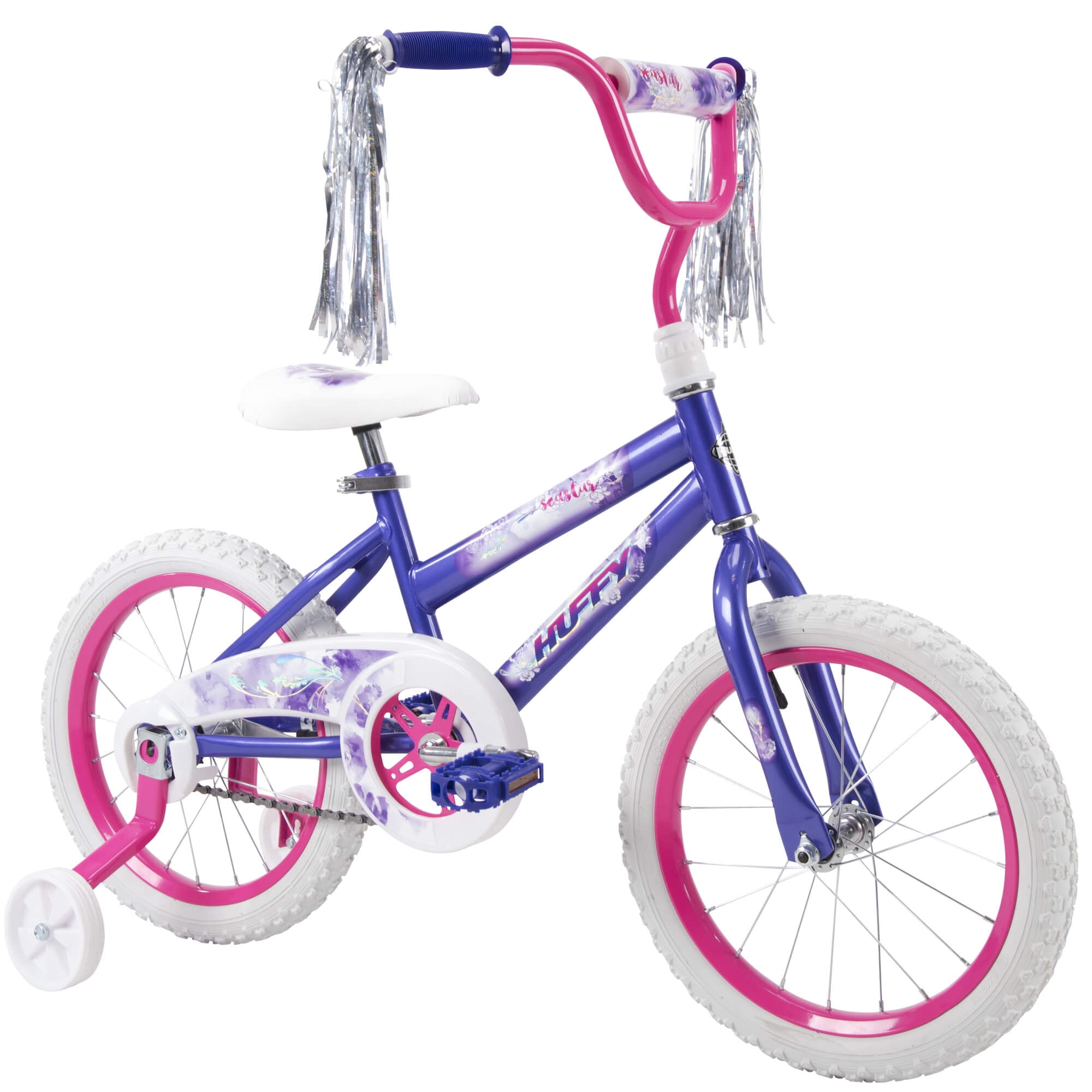Huffy 16/" Flashfire Girls/' Bike for Kids Pink Bicycle Padded Seat Purple