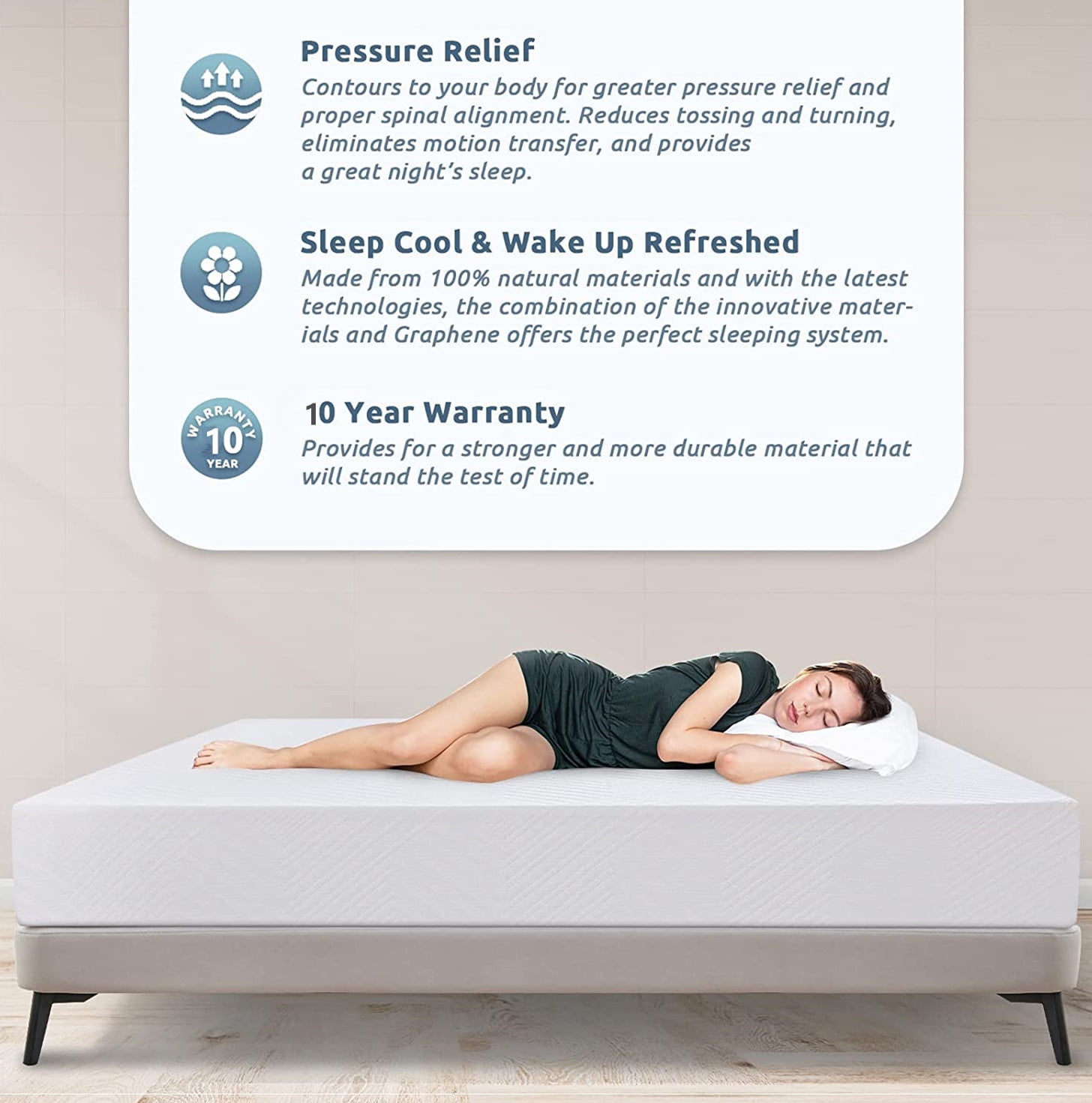 California King Size Mattress, 10" Memory Foam Mattress with Bamboo Infused Knit Cover, Bed in a Box