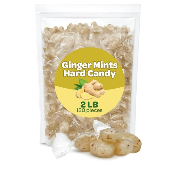 Funtasty Ginger Mints Soothing Drops Hard Candy, Gluten Free, Bulk 2 Pounds
