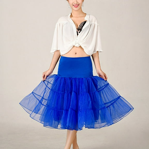RENACLIPY Fluffy Blue Short Petticoat Skirt for Party Dress with Comfortable Waistband