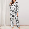 thumbnail image 2 of KLL Hand Drawn Snake Print Women's Long Sleeve Pajamas with Pants Sleepwear Loungewear 2 Set-X-Large, 2 of 7