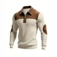thumbnail image 2 of RongHuan Mens Pullover Quarter Zip Vintage Shirt Color Block Lapel Sweatshirts Long Sleeve Sport Tops, 2 of 6