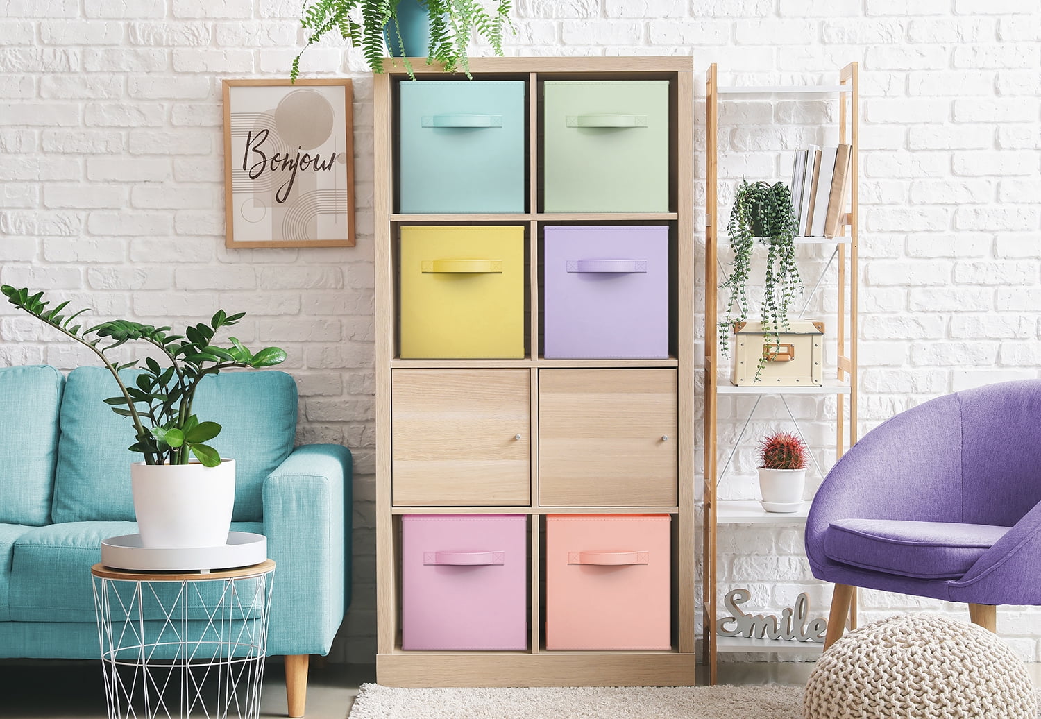 Sorbus Fabric Storage Bins 13" Foldable Cubes With Handles For Pantry, Cubbies, Toy And Closet Shelving Organization - 6Pk
